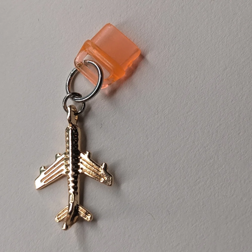 Dust Plug Charm Kindle and charging port USB-C USBc Airplane Gold and Orange